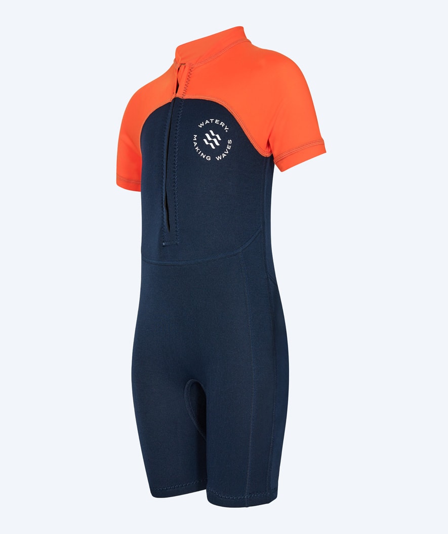 Watery UV wetsuit for kids - Calypso Shorty - Orange/blue