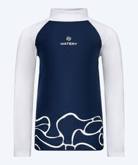 Watery UV shirt for kids - Chilton Long Sleeved Rashguard - Dark blue/white
