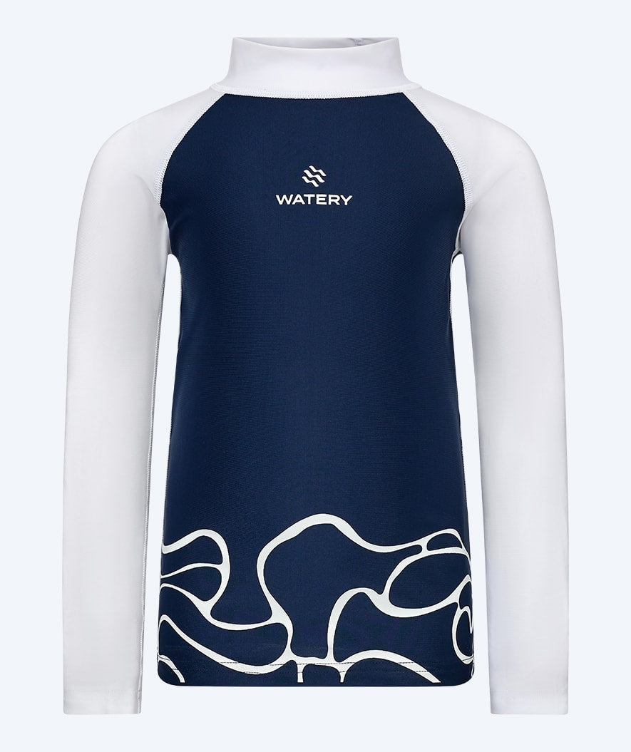 Watery UV shirt for kids - Chilton Long Sleeved Rashguard - Dark blue/white