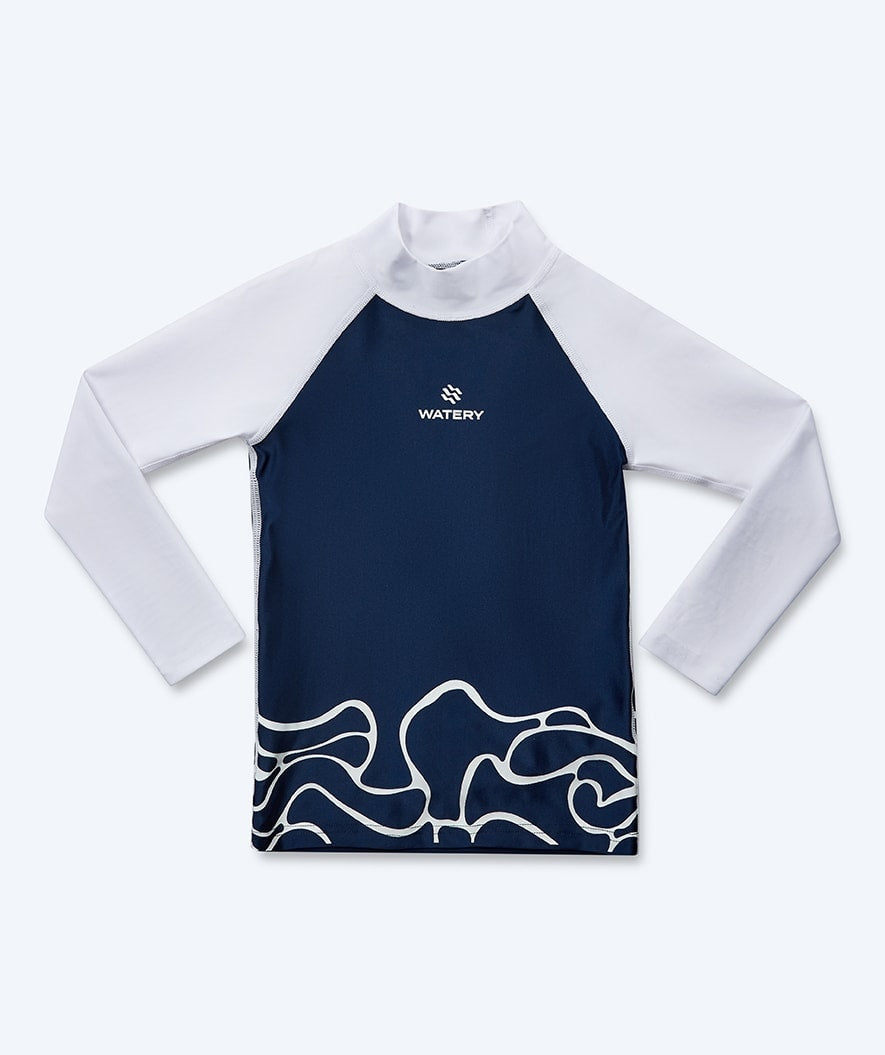 Watery UV shirt for kids - Chilton Long Sleeved Rashguard - Dark blue/white