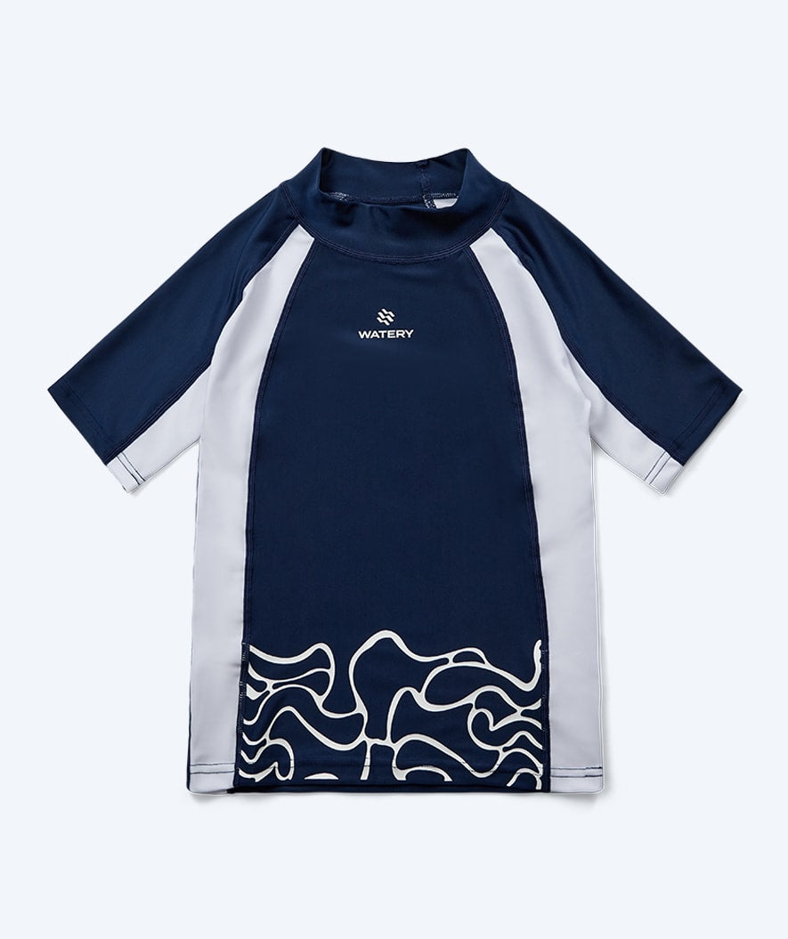 Watery UV shirt for kids - Chilton Short Sleeved Rashguard - Dark blue/white