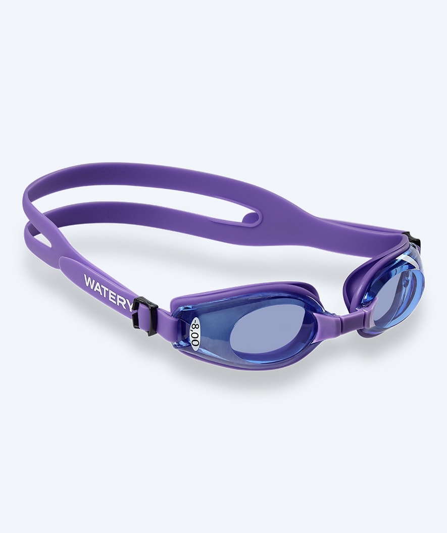 Watery nearsighted swimming goggles with prescription for adults - (-2.0) – (-8.0) - Clivia - Purple/blue