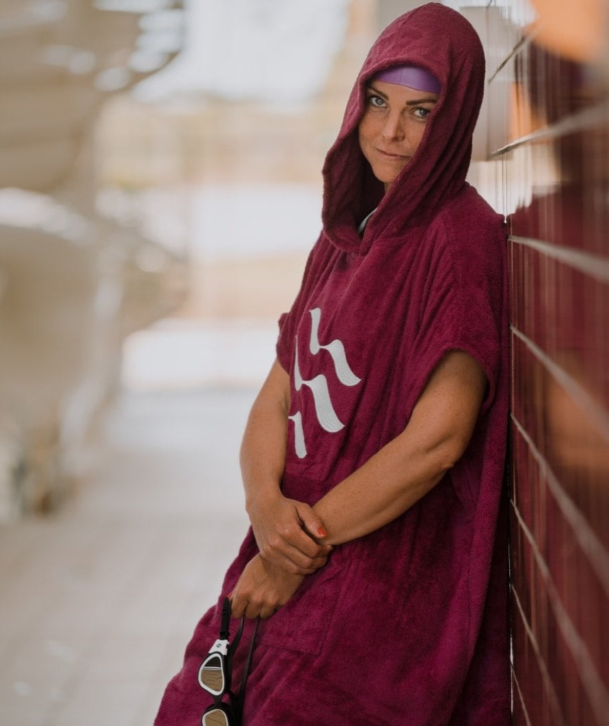 Watery bathing poncho for adults - Cotton - Purple