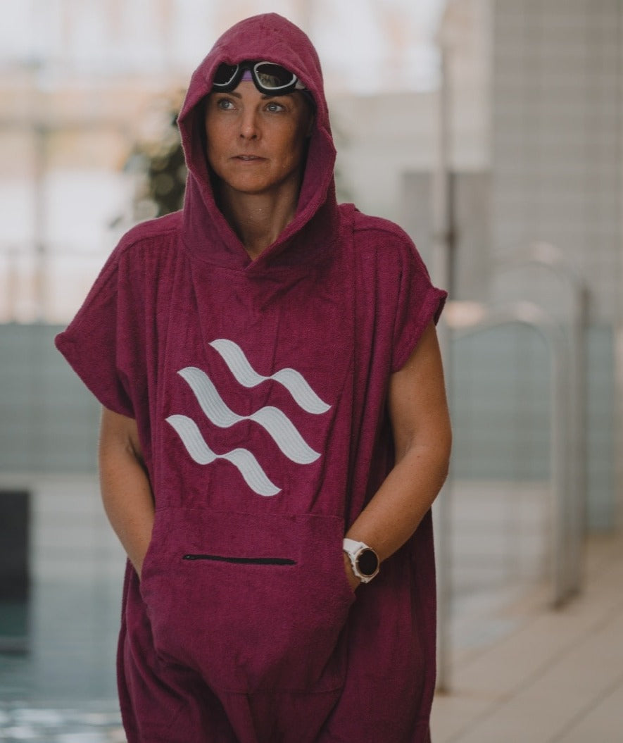Watery bathing poncho for adults - Cotton - Black