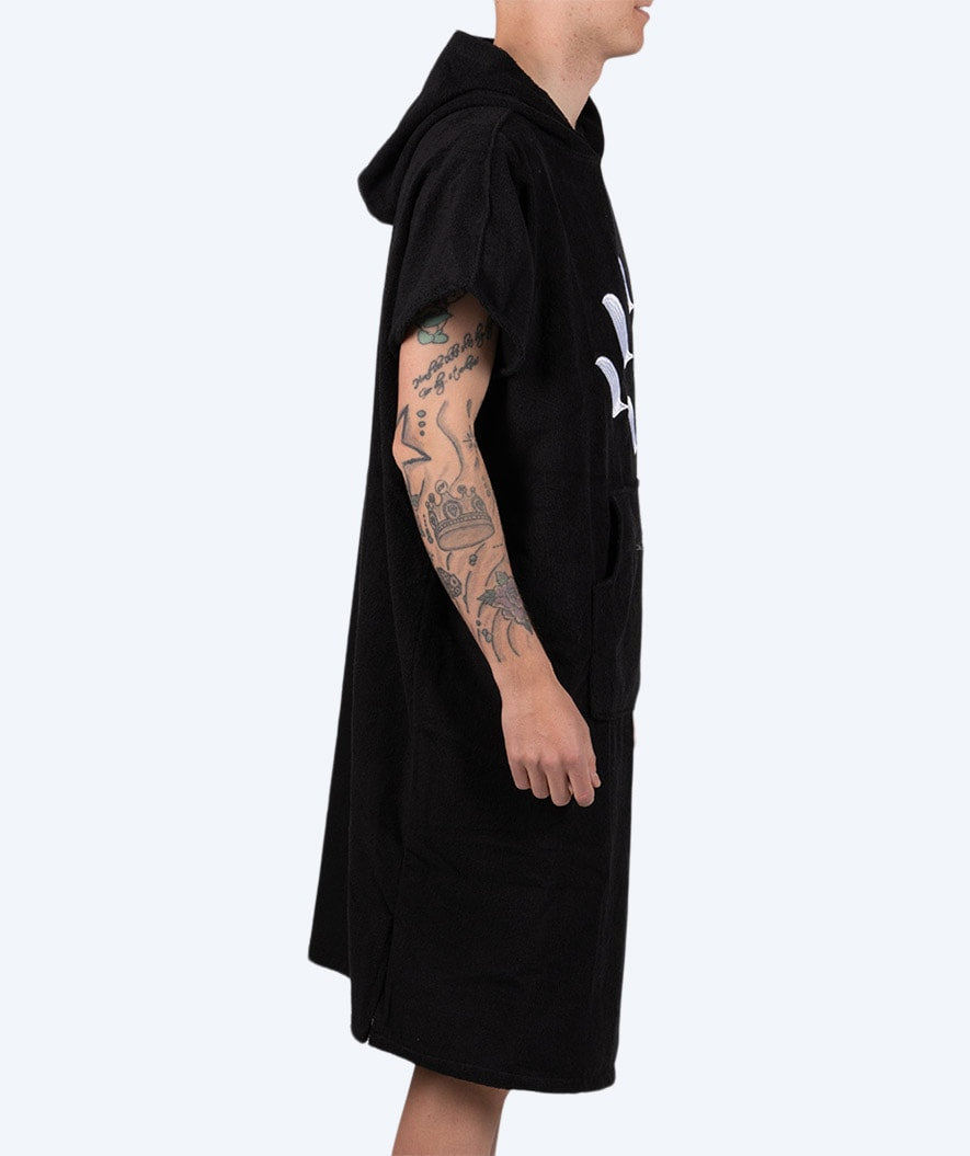 Watery bathing poncho for adults - Cotton - Black