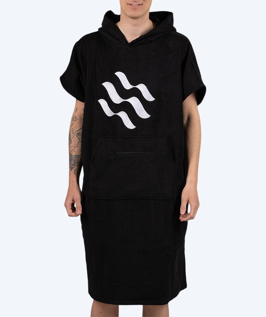 Watery bathing poncho for adults - Cotton - Black
