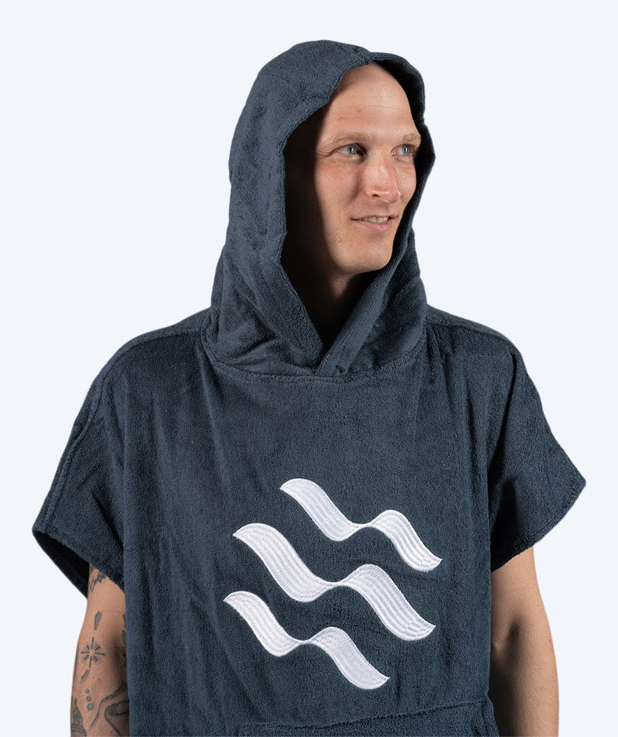 Watery bathing poncho for adults - Cotton - Dark blue