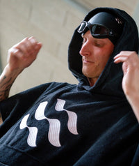 Watery bathing poncho for adults - Cotton - Black