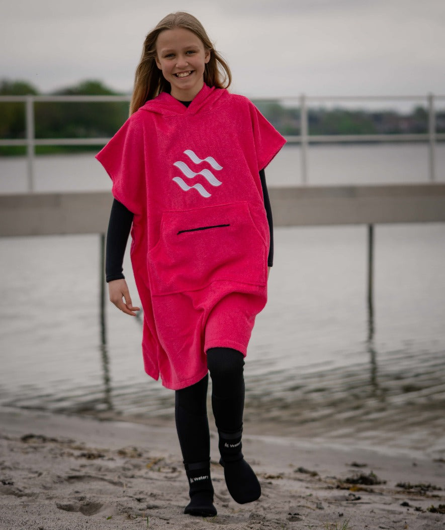 Watery bathing poncho for junior (6-15) - Cotton - Pink