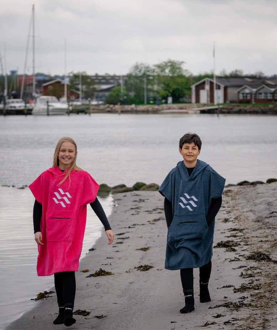 Watery bathing poncho for junior (6-15) - Cotton - Pink