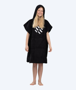 Watery bathing poncho for junior (6-15) - Cotton - Black