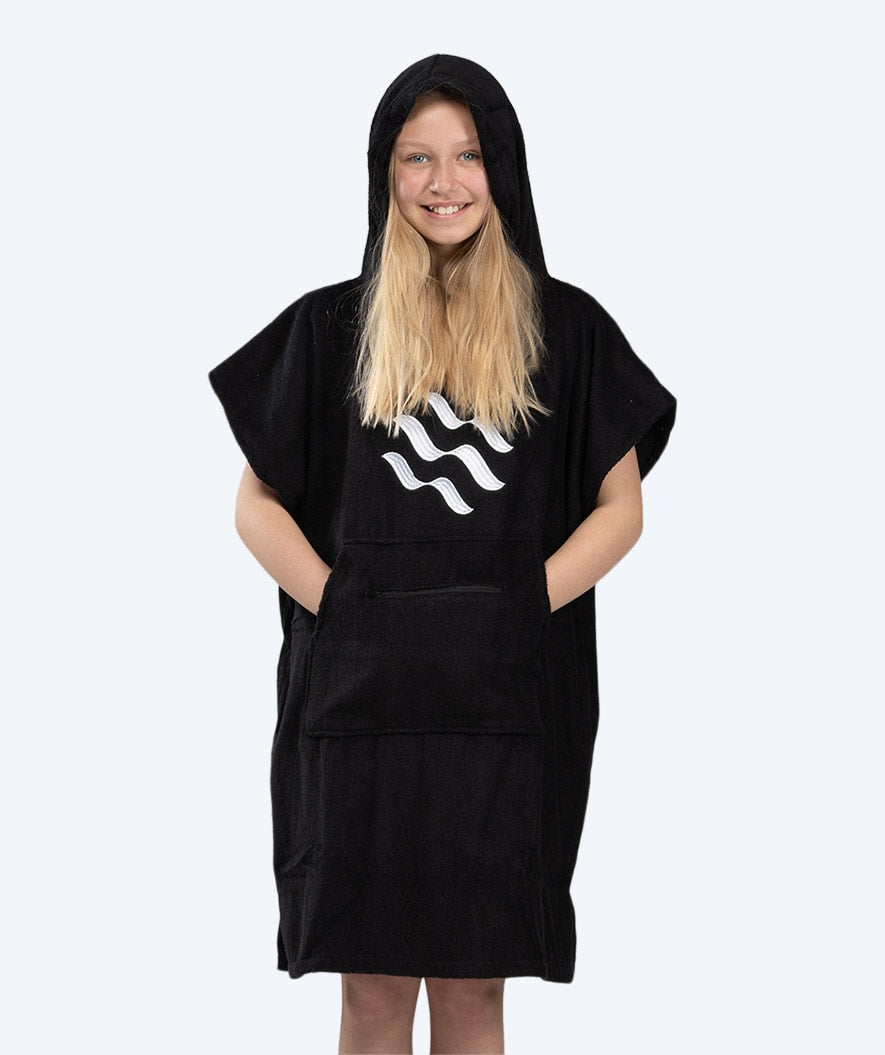 Watery bathing poncho for junior (6-15) - Cotton - Black