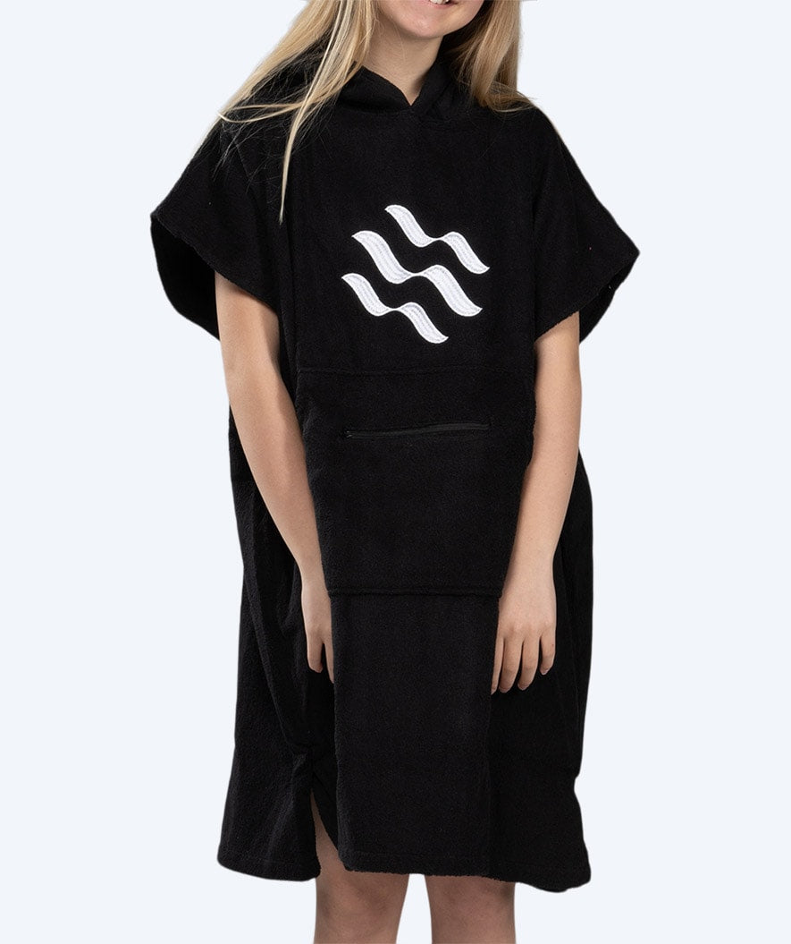 Watery bathing poncho for junior (6-15) - Cotton - Black