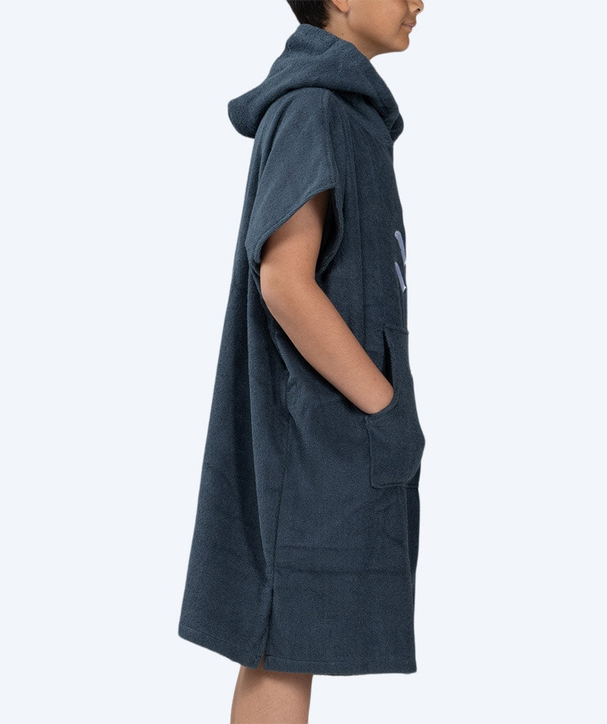 Watery bathing poncho for junior (6-15) - Cotton - Dark blue