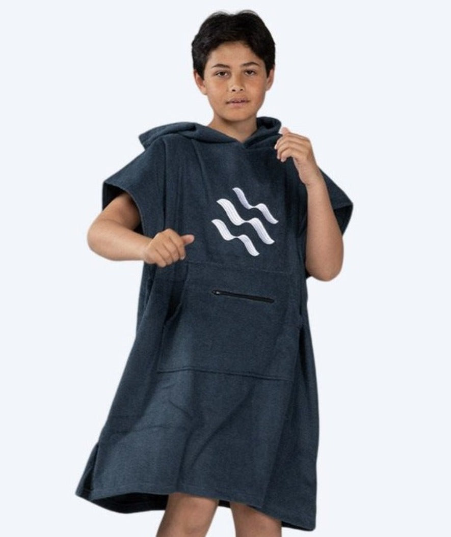 Watery bathing poncho for junior (6-15) - Cotton - Dark blue
