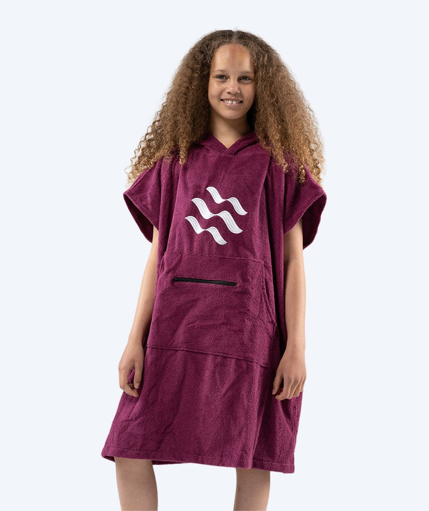 Watery bathing poncho for junior (6-15) - Cotton - Purple