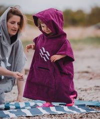 Watery bathing poncho for kids (1-6) - Cotton - Dark blue