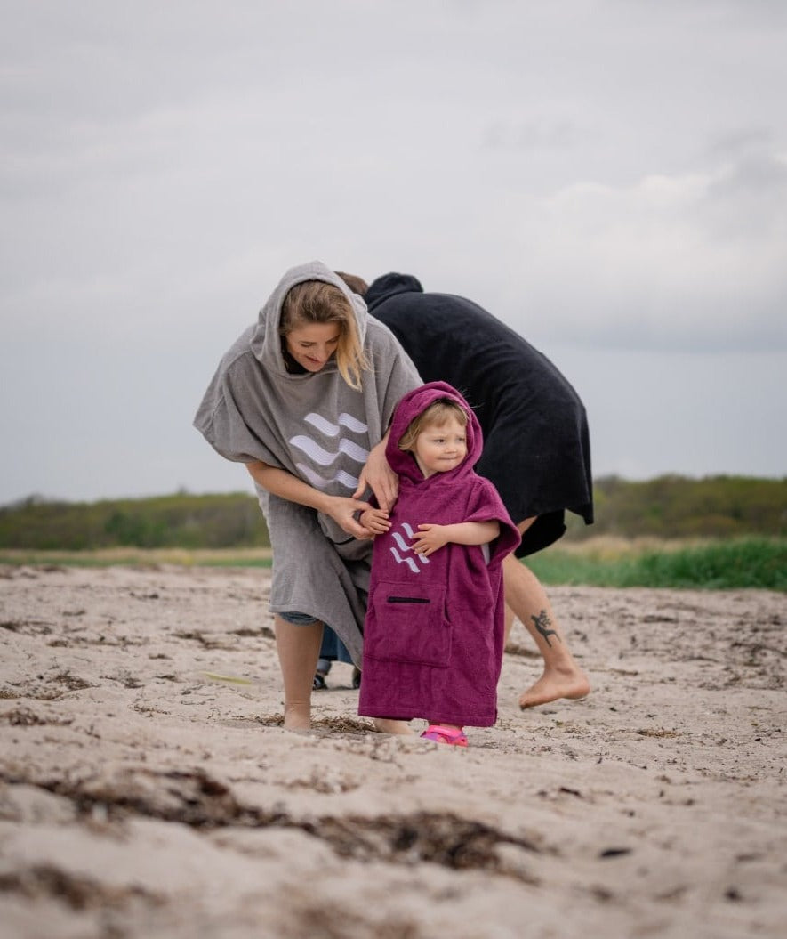 Watery bathing poncho for kids (1-6) - Cotton - Pink