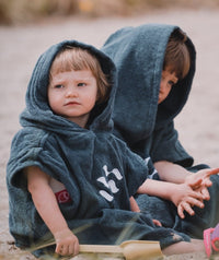 Watery bathing poncho for kids (1-6) - Cotton - Dark blue