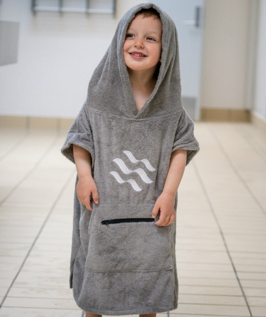 Watery bathing poncho for kids (1-6) - Cotton - Black