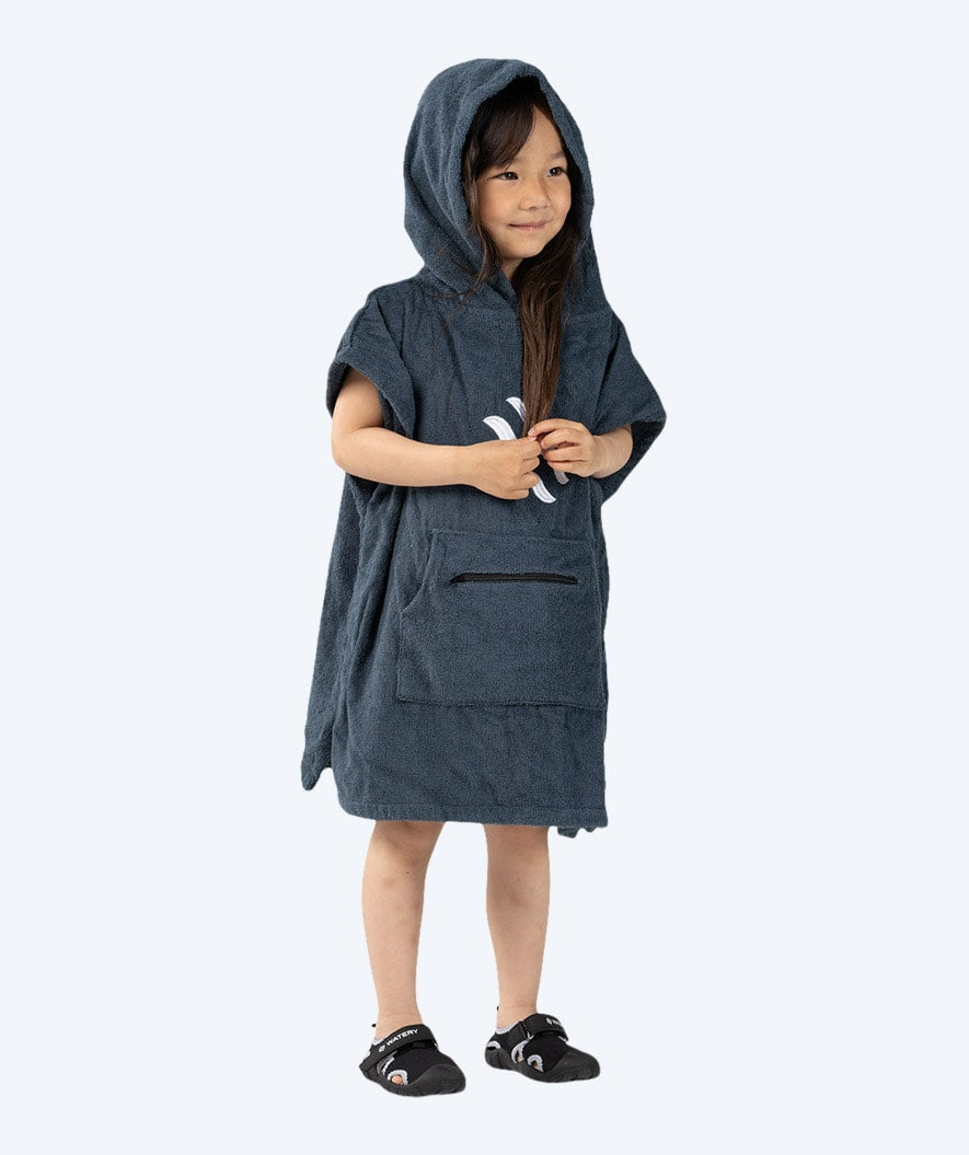 Watery bathing poncho for kids (1-6) - Cotton - Dark blue