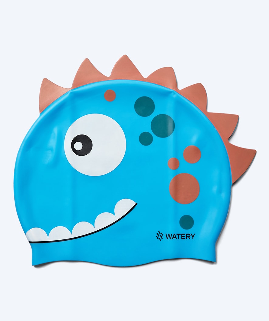 Watery swimming cap for kids - Dashers - Dino (Light blue)