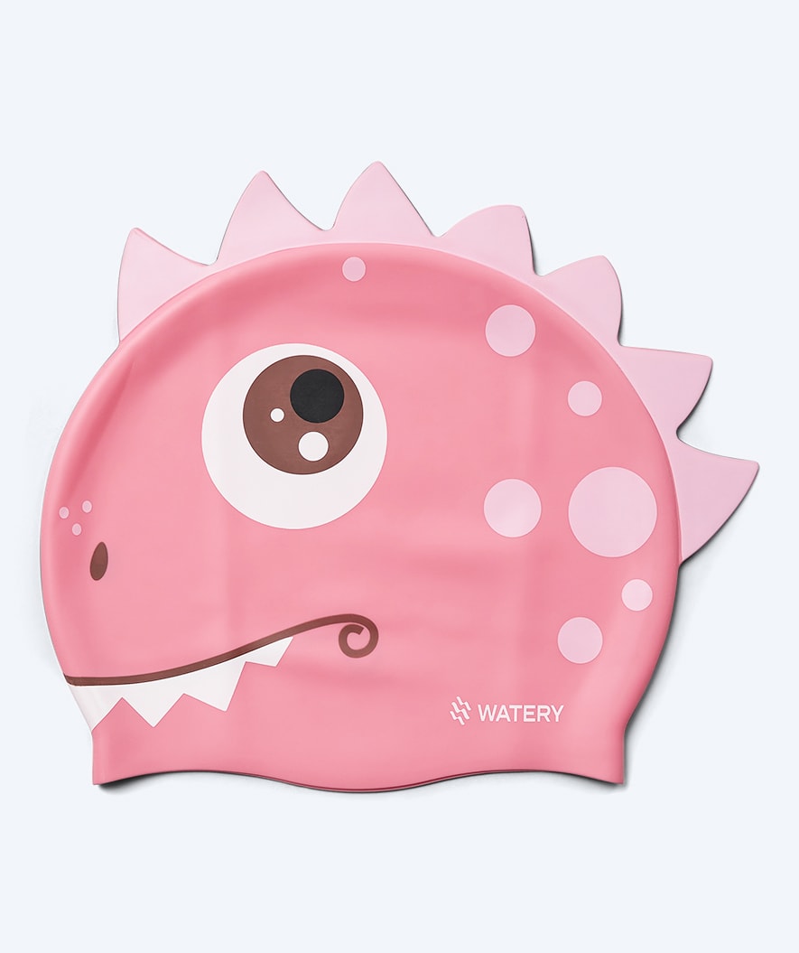 Watery swimming cap for kids - Dashers - Dino (Light pink)