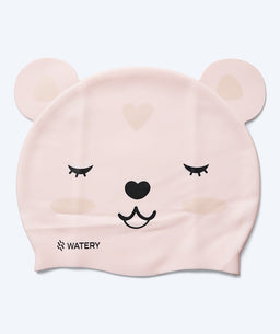 Watery swim cap for kids - Dashers - Teddy (Pink)