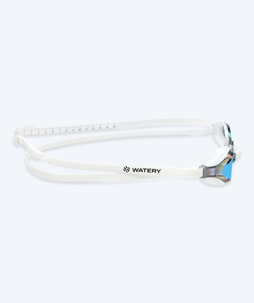 Watery Elite swim goggles - Poseidon Mirror - White/blue