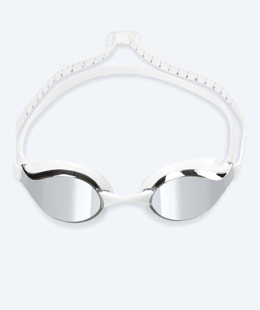 Watery Elite swim goggles - Poseidon Mirror - White/silver