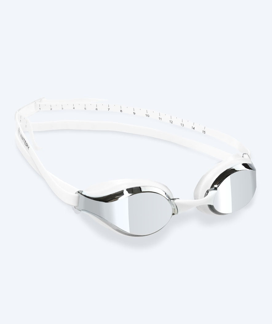 Watery Elite swimming goggles - Poseidon Mirror - White/silver