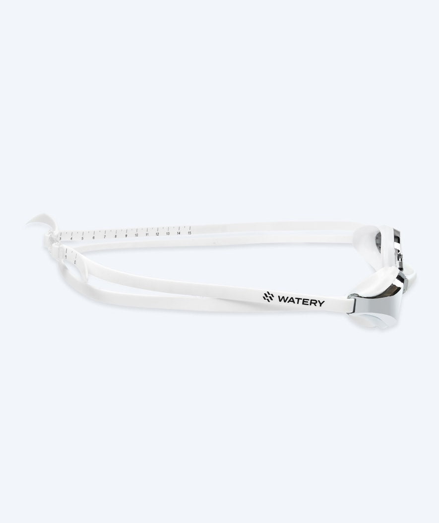 Watery Elite swimming goggles - Poseidon Mirror - White/silver