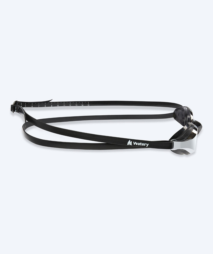 Watery Elite swimming goggles - Poseidon Mirror - Black/silver