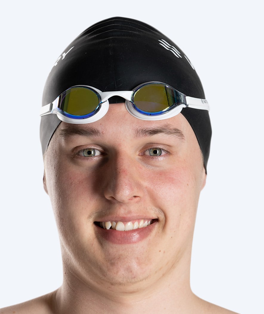 Watery Elite swim goggles - Poseidon Mirror - White/gold