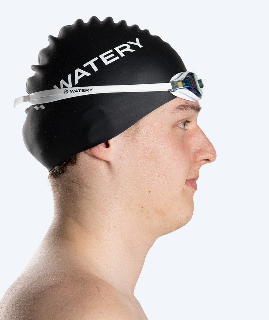 Watery Elite swim goggles - Poseidon Mirror - White/gold