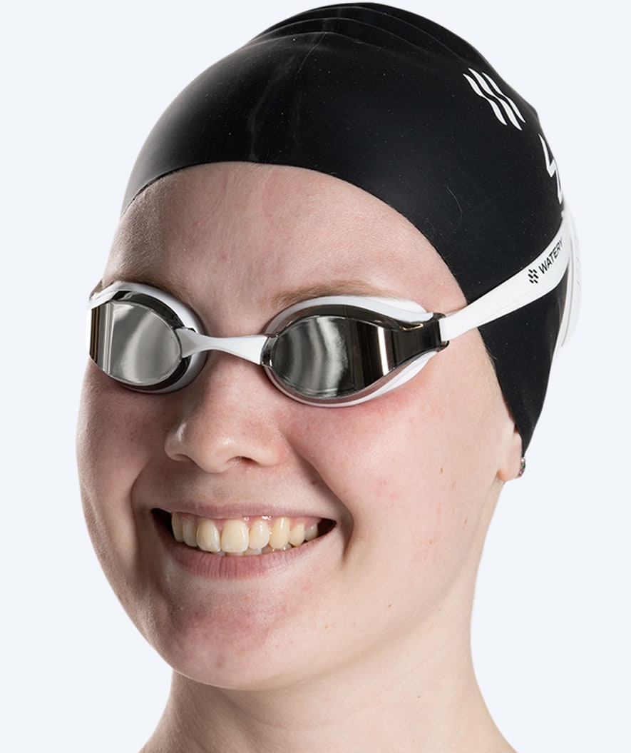 Watery Elite swimming goggles - Poseidon Mirror - White/silver
