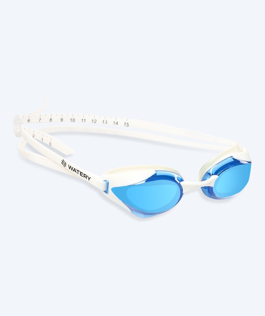 Watery Elite swimming goggles - Poseidon Ultra Mirror - White/blue