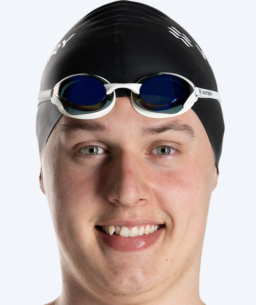 Watery Elite swimming goggles - Poseidon Ultra Mirror - White/blue