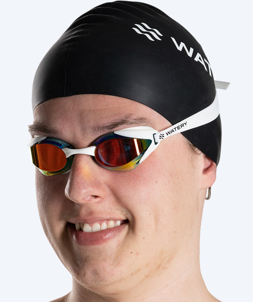 Watery Elite swimming goggles - Poseidon Ultra Mirror - White/gold