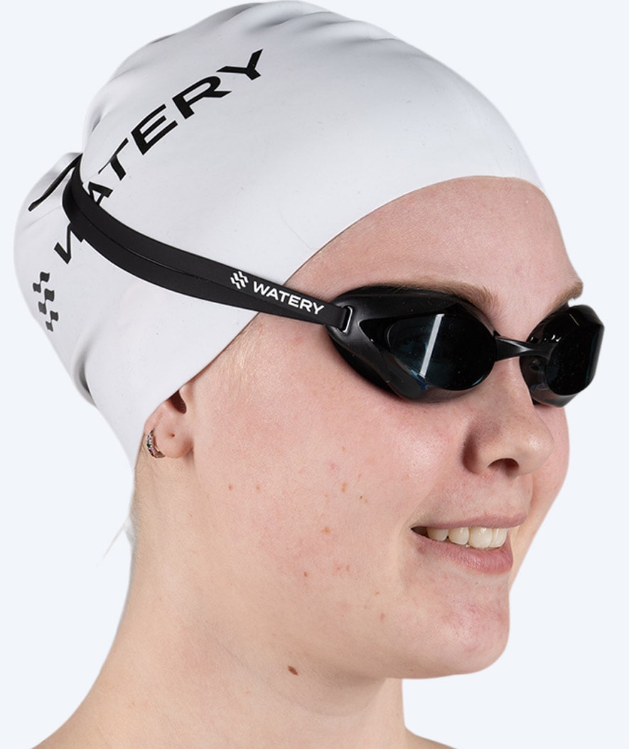 Watery Elite swim goggles - Poseidon - Black (Smoke lens)