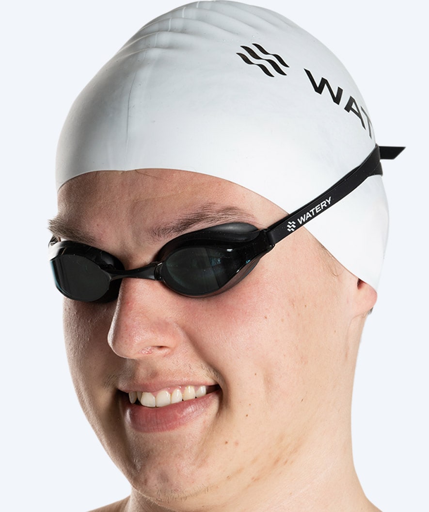 Watery Elite swim goggles - Poseidon - Black (Smoke lens)