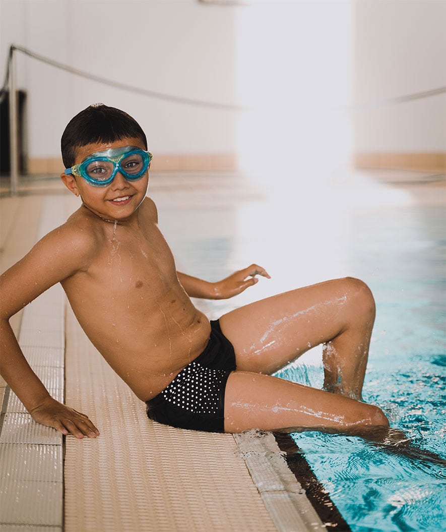 Watery swim trunks for boys - Flaming Vegas Eco - White Sporty