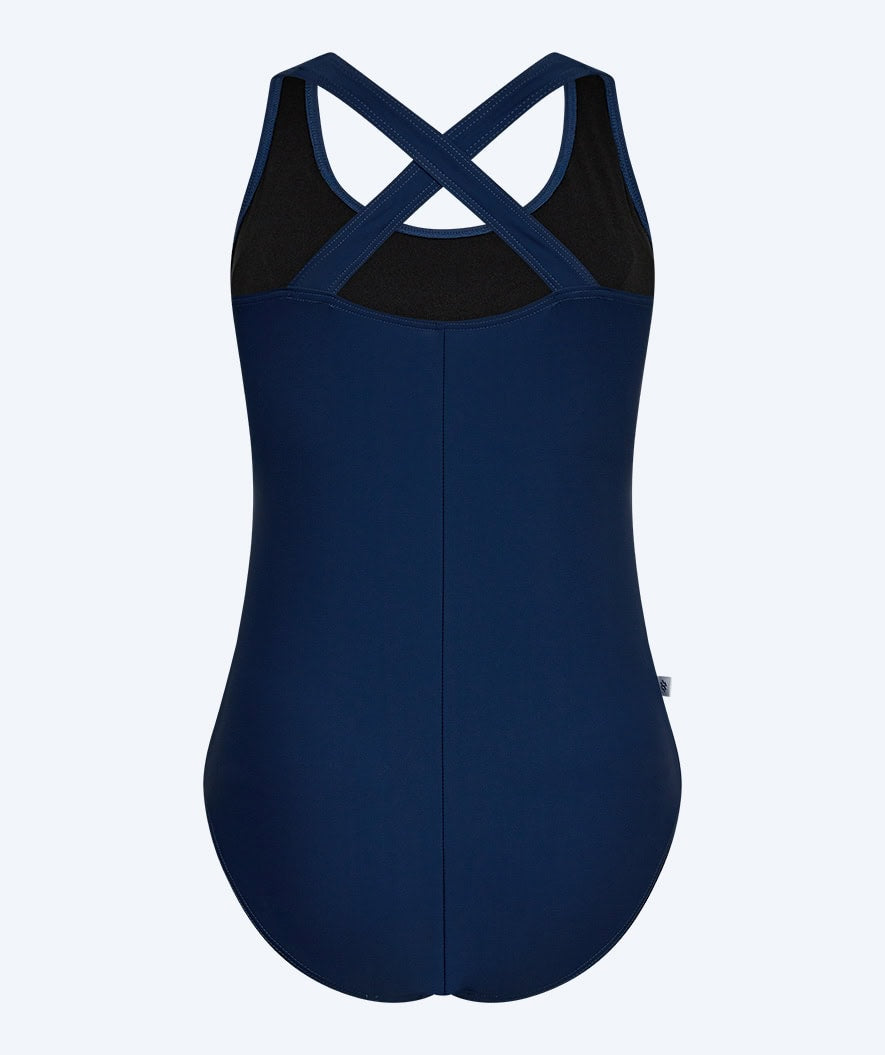 Watery swimsuit in plus size for women - Kaito - Dark blue/White