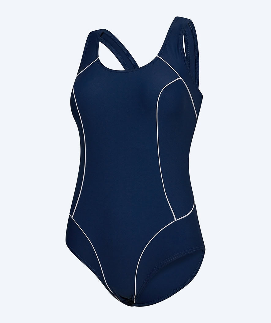 Watery swimsuit in plus size for women - Kaito - Dark blue/White