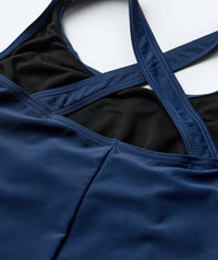Watery swimsuit in plus size for women - Kaito - Dark blue/White