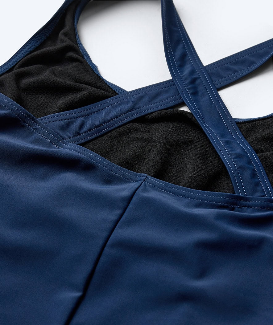 Watery swimsuit in plus size for women - Kaito - Dark blue/White