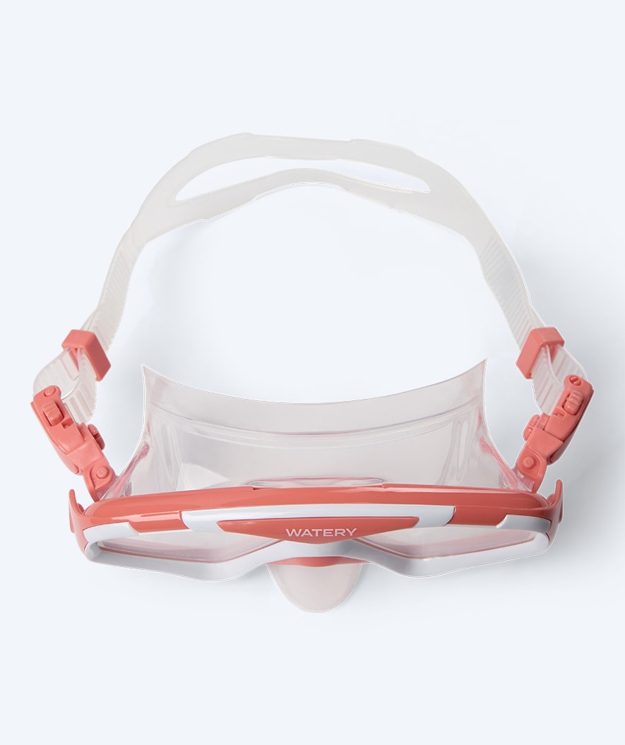 Watery diving mask for adults (from 15 years) - Leach Pro - White/light pink
