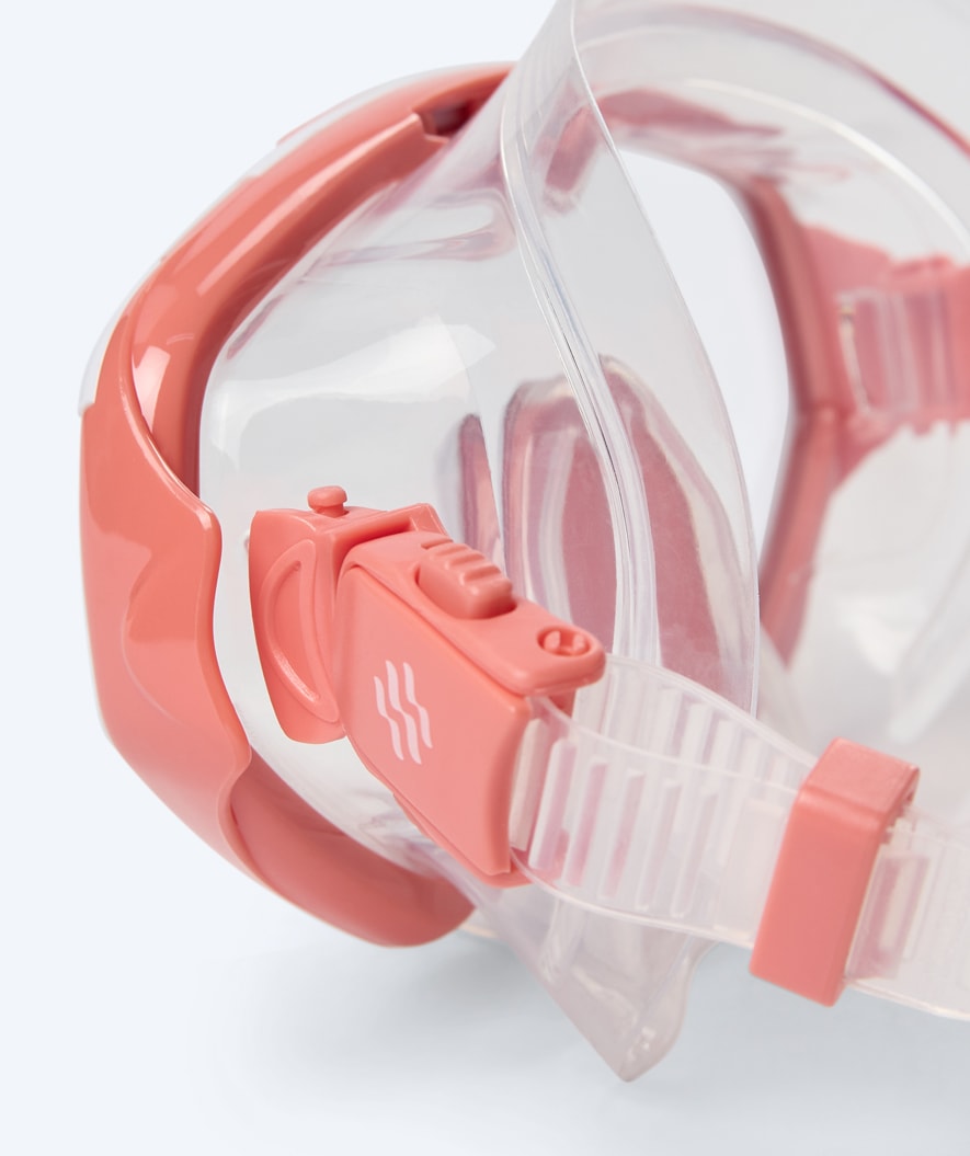 Watery diving mask for adults (from 15 years) - Leach Pro - White/light pink