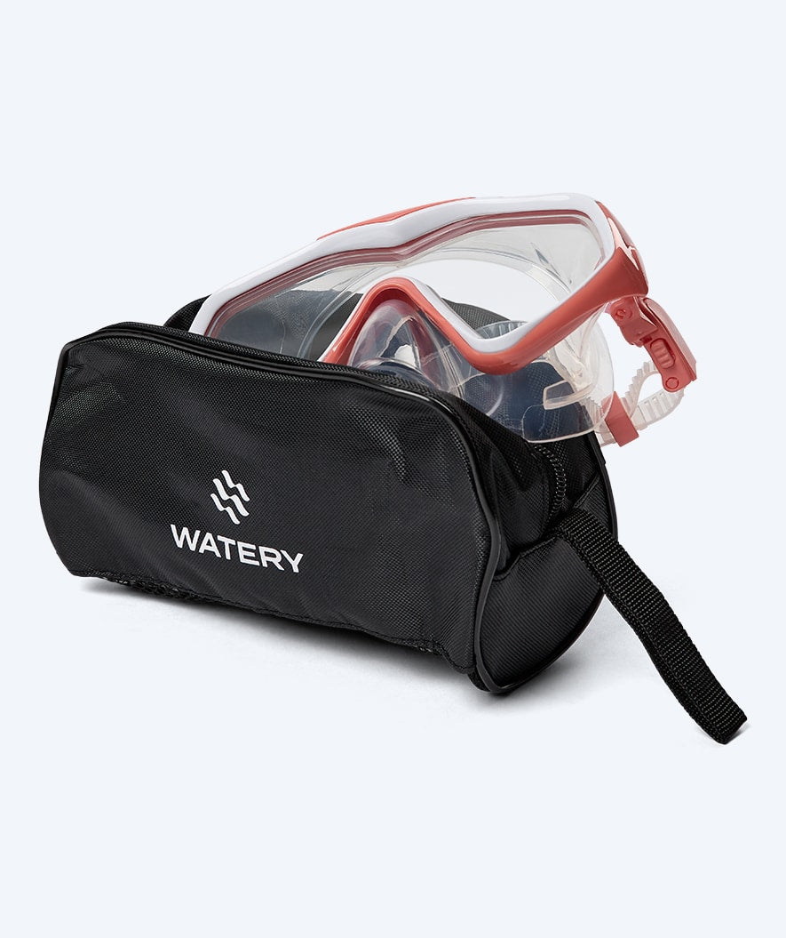 Watery diving mask for adults (from 15 years) - Leach Pro - White/light pink