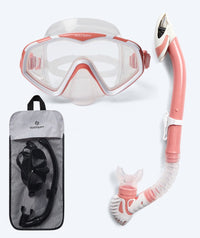 Watery Combo snorkel set for adults (from 15 years) - Leach Pro - White/Pink